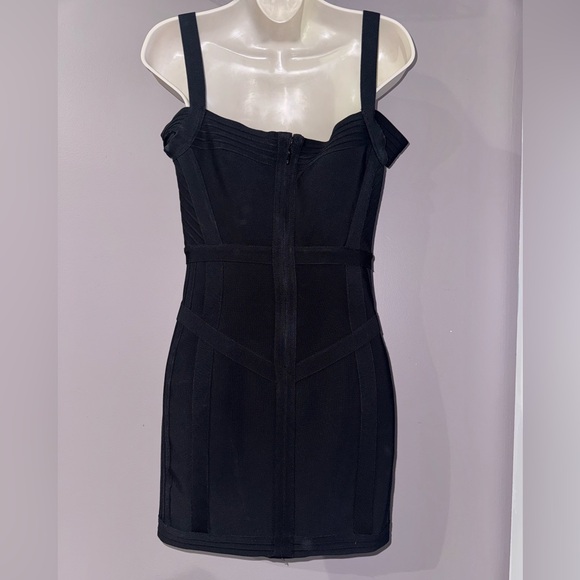 House of CB Blaise Black Bardot Bandage Mini Dress - Picture 10 of 13